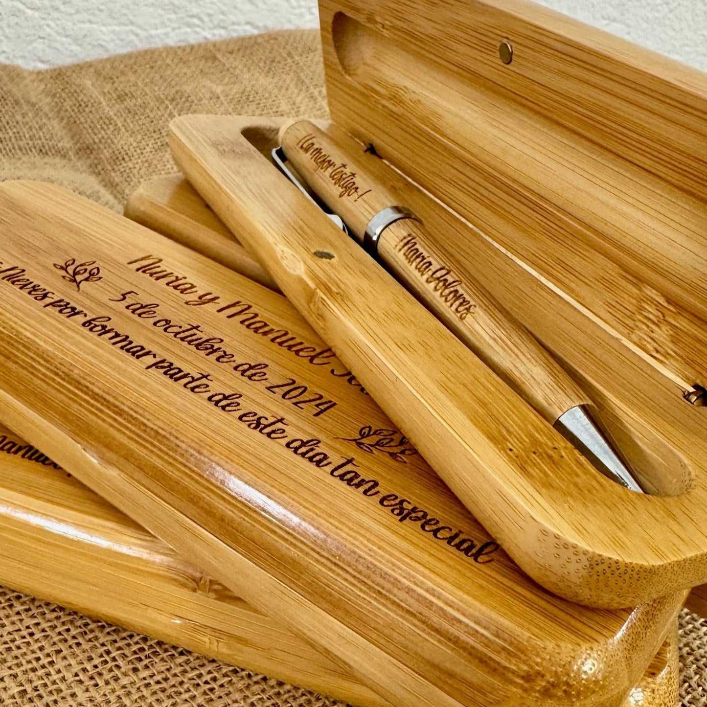 Caja personalizada bolígrafo testigos