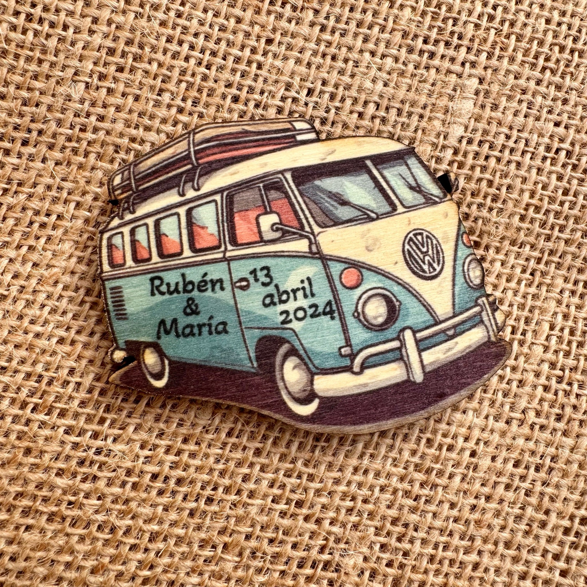 Imán de Furgoneta en Madera Personalizada