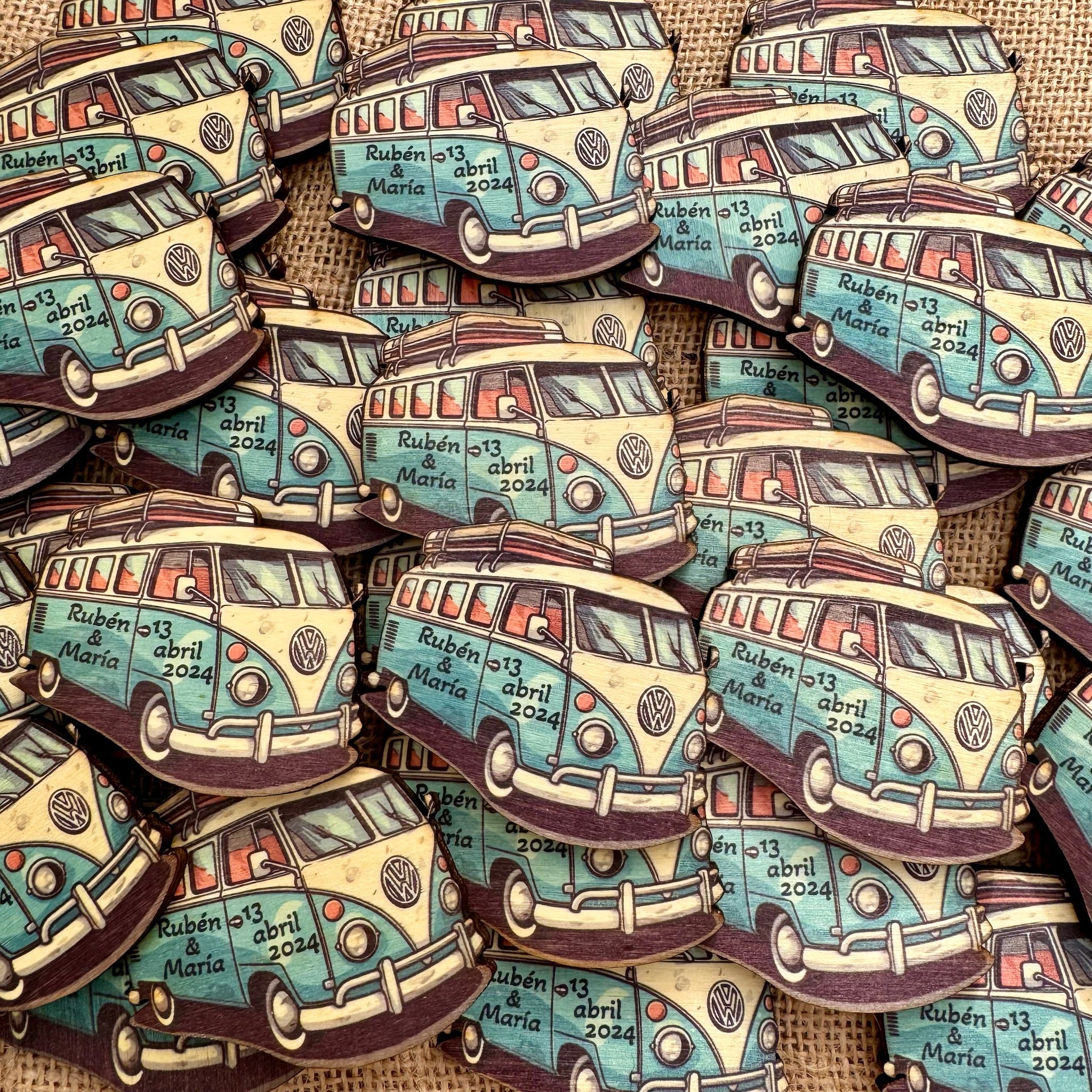 Imán de Furgoneta en Madera Personalizada