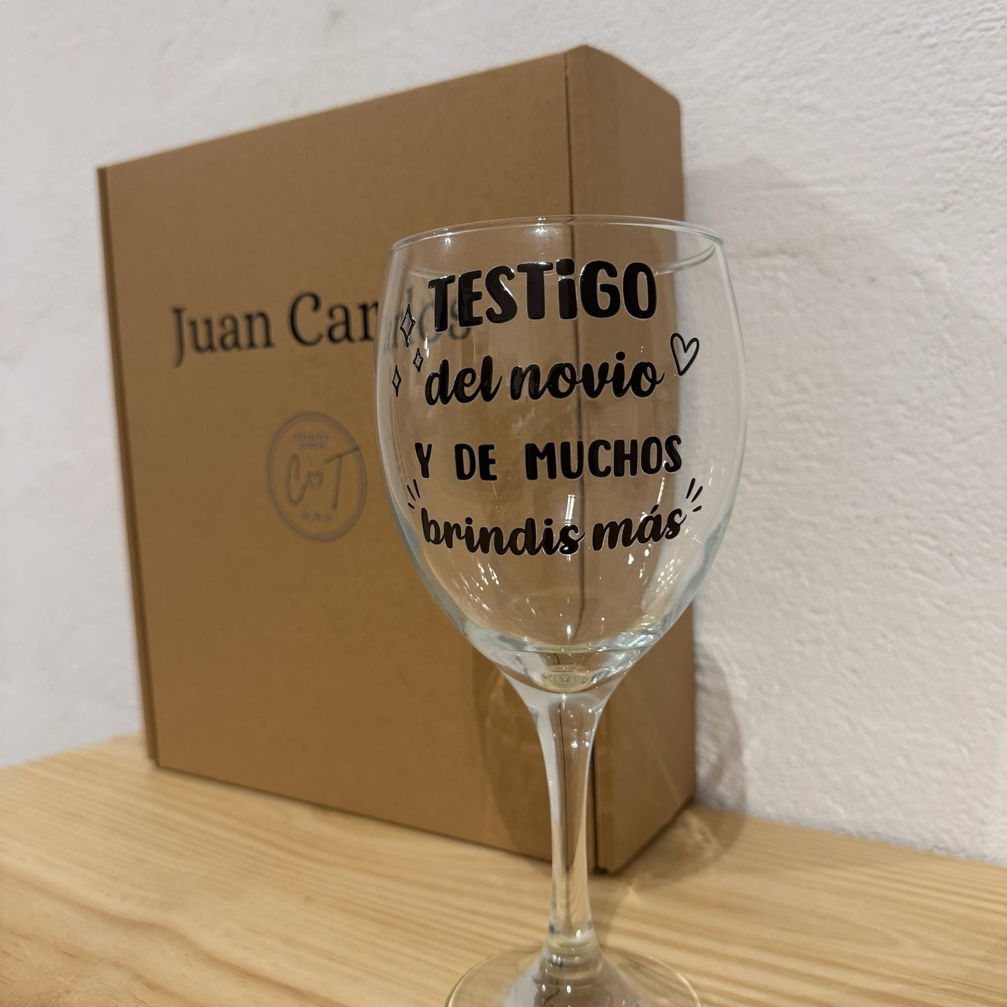 Copa de Combinado "Testigo del Novio o Novia" con Caja Personalizable