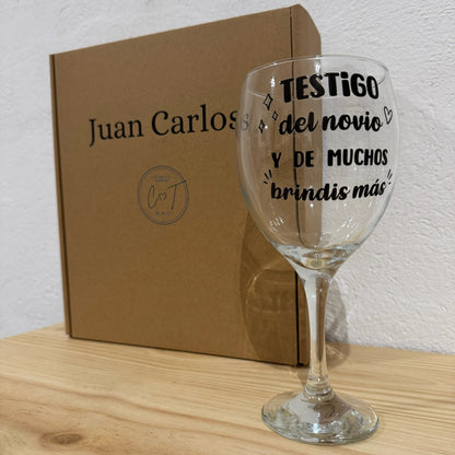 Copa de Combinado "Testigo del Novio o Novia" con Caja Personalizable