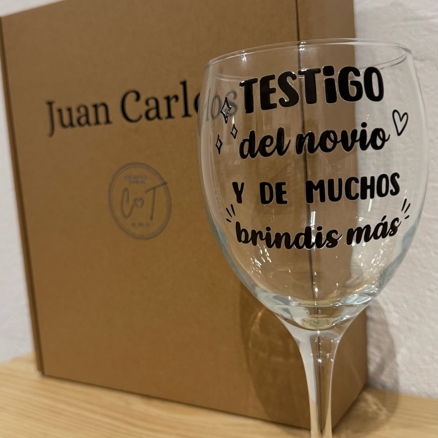 Copa de Combinado "Testigo del Novio o Novia" con Caja Personalizable